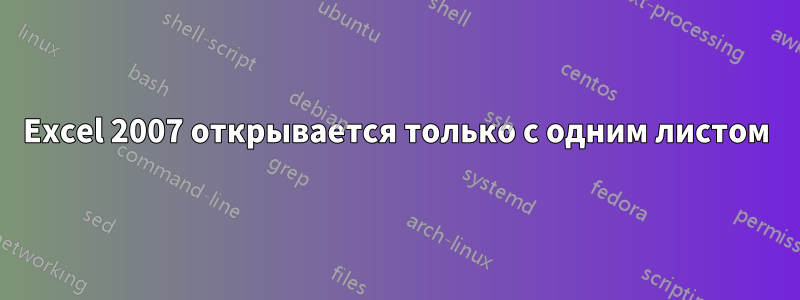Excel 2007 открывается только с одним листом