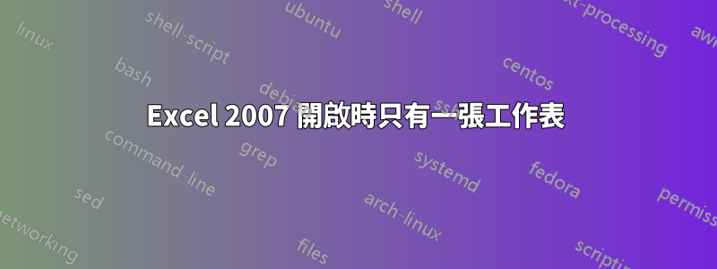 Excel 2007 開啟時只有一張工作表