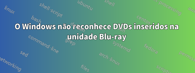 O Windows não reconhece DVDs inseridos na unidade Blu-ray