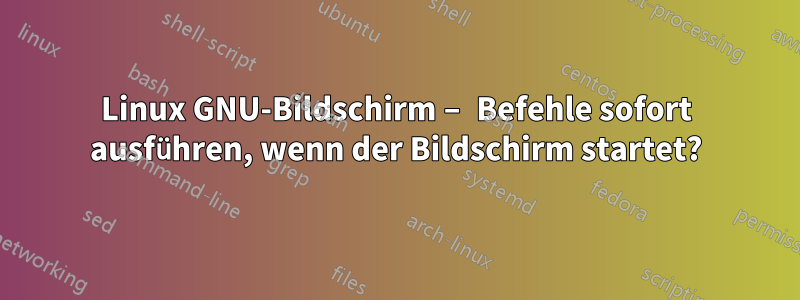 Linux GNU-Bildschirm – Befehle sofort ausführen, wenn der Bildschirm startet?