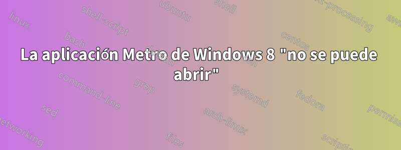 La aplicación Metro de Windows 8 "no se puede abrir"