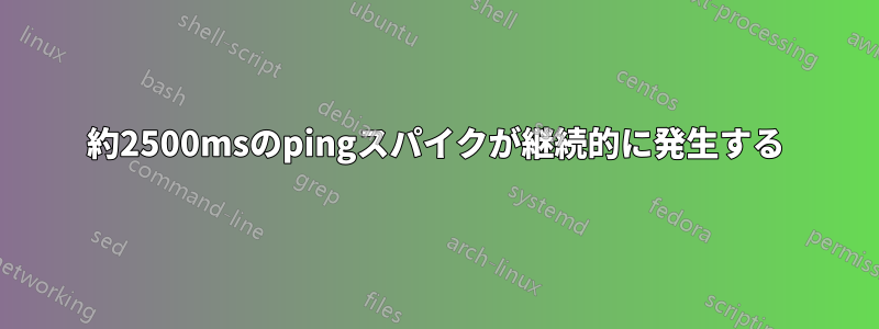 約2500msのpingスパイクが継続的に発生する