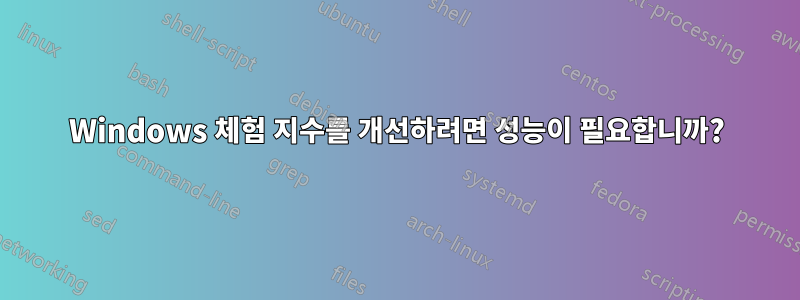 Windows 체험 지수를 개선하려면 성능이 필요합니까?