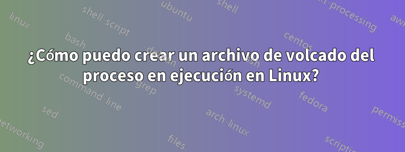 ¿Cómo puedo crear un archivo de volcado del proceso en ejecución en Linux?