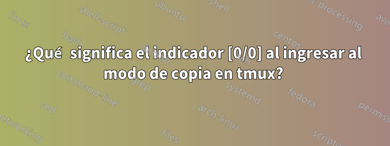 ¿Qué significa el indicador [0/0] al ingresar al modo de copia en tmux?