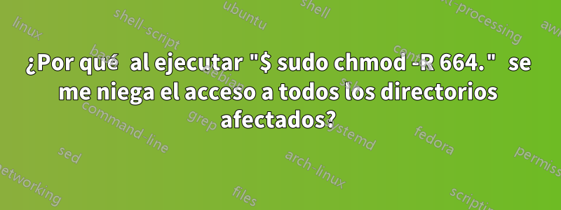 ¿Por qué al ejecutar "$ sudo chmod -R 664." se me niega el acceso a todos los directorios afectados?