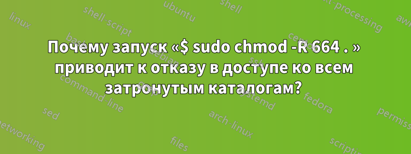 Почему запуск «$ sudo chmod -R 664 . » приводит к отказу в доступе ко всем затронутым каталогам?