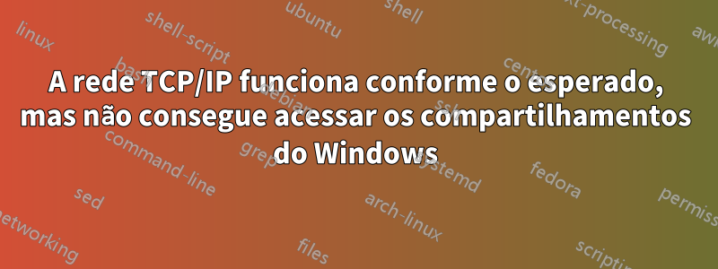 A rede TCP/IP funciona conforme o esperado, mas não consegue acessar os compartilhamentos do Windows