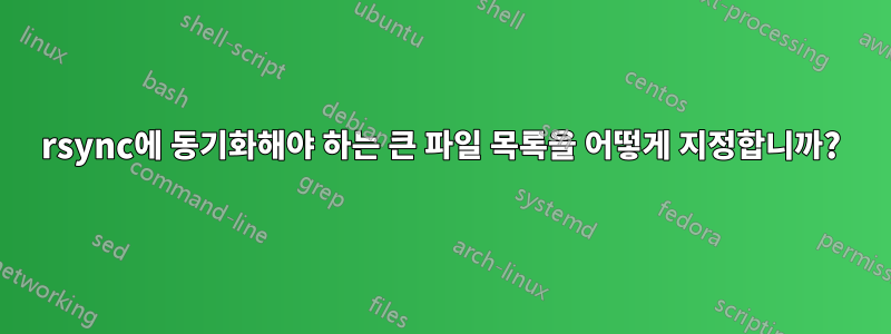 rsync에 동기화해야 하는 큰 파일 목록을 어떻게 지정합니까?