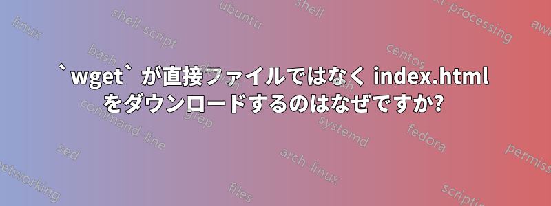 `wget` が直接ファイルではなく index.html をダウンロードするのはなぜですか?