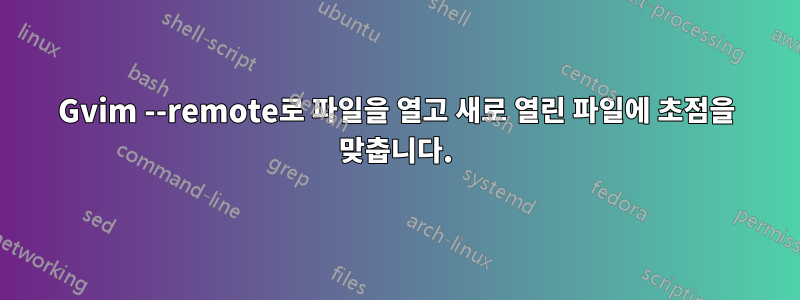 Gvim --remote로 파일을 열고 새로 열린 파일에 초점을 맞춥니다.