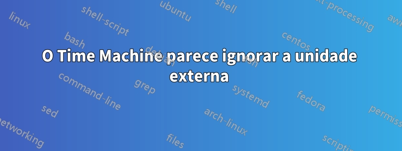 O Time Machine parece ignorar a unidade externa