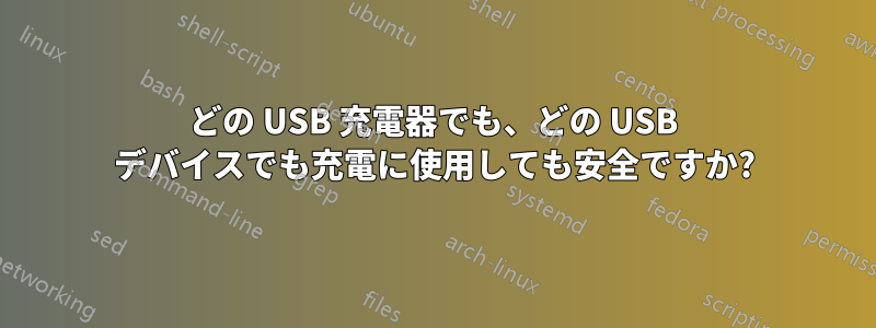 どの USB 充電器でも、どの USB デバイスでも充電に使用しても安全ですか?