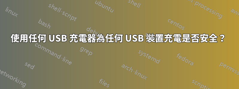 使用任何 USB 充電器為任何 USB 裝置充電是否安全？