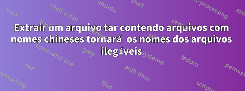 Extrair um arquivo tar contendo arquivos com nomes chineses tornará os nomes dos arquivos ilegíveis