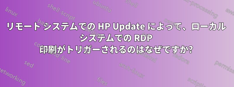 リモート システムでの HP Update によって、ローカル システムでの RDP 印刷がトリガーされるのはなぜですか?