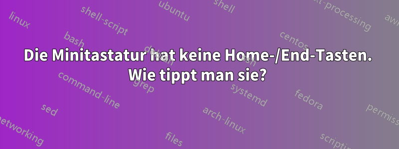 Die Minitastatur hat keine Home-/End-Tasten. Wie tippt man sie?