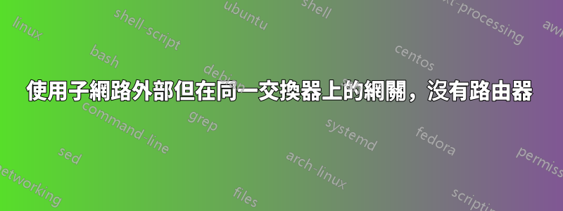 使用子網路外部但在同一交換器上的網關，沒有路由器