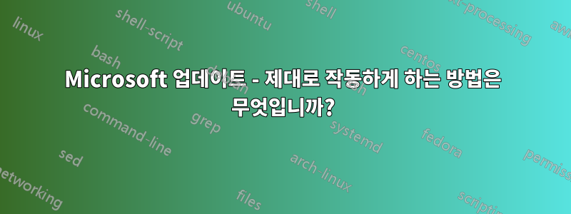 Microsoft 업데이트 - 제대로 작동하게 하는 방법은 무엇입니까?