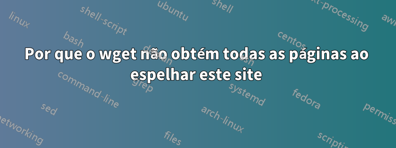 Por que o wget não obtém todas as páginas ao espelhar este site