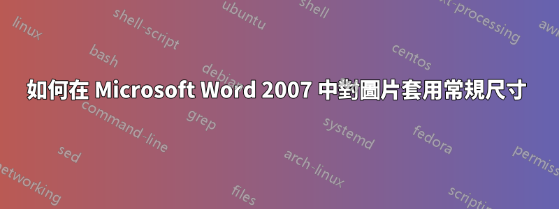 如何在 Microsoft Word 2007 中對圖片套用常規尺寸