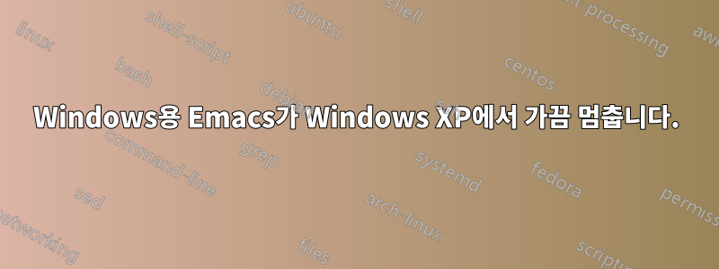 Windows용 Emacs가 Windows XP에서 가끔 멈춥니다.