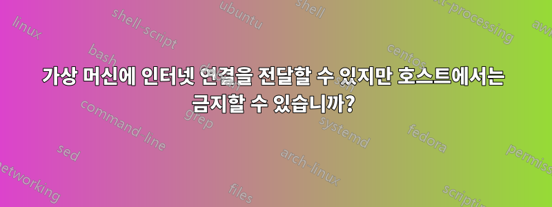 가상 머신에 인터넷 연결을 전달할 수 있지만 호스트에서는 금지할 수 있습니까?