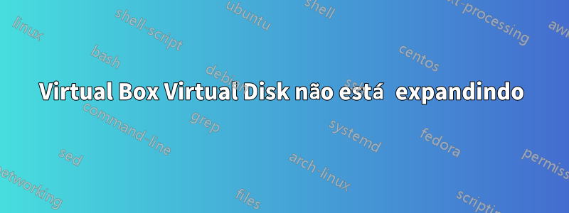 Virtual Box Virtual Disk não está expandindo