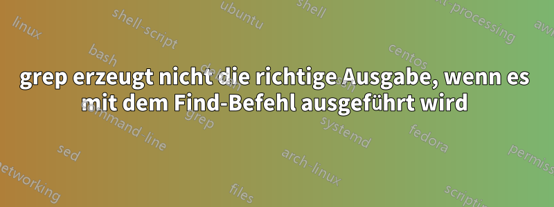 grep erzeugt nicht die richtige Ausgabe, wenn es mit dem Find-Befehl ausgeführt wird