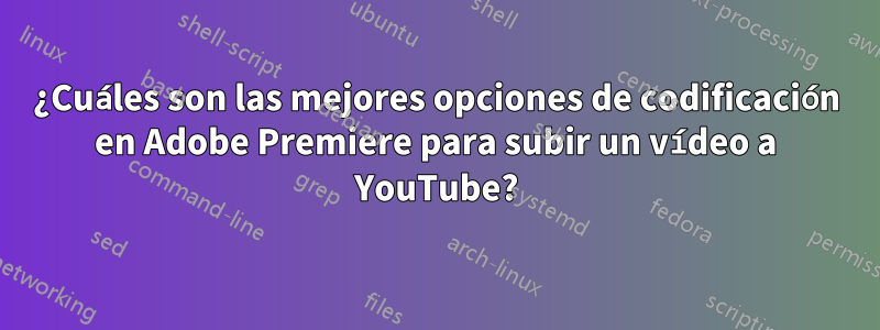 ¿Cuáles son las mejores opciones de codificación en Adobe Premiere para subir un vídeo a YouTube?