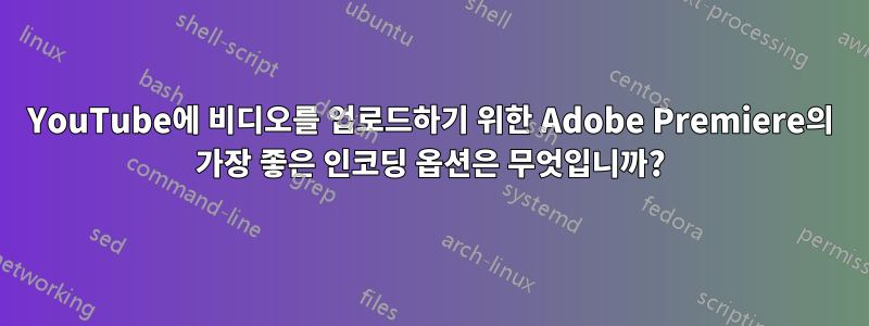 YouTube에 비디오를 업로드하기 위한 Adobe Premiere의 가장 좋은 인코딩 옵션은 무엇입니까?