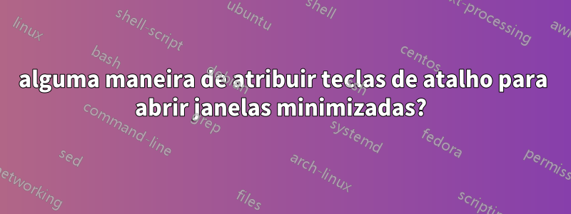 alguma maneira de atribuir teclas de atalho para abrir janelas minimizadas? 