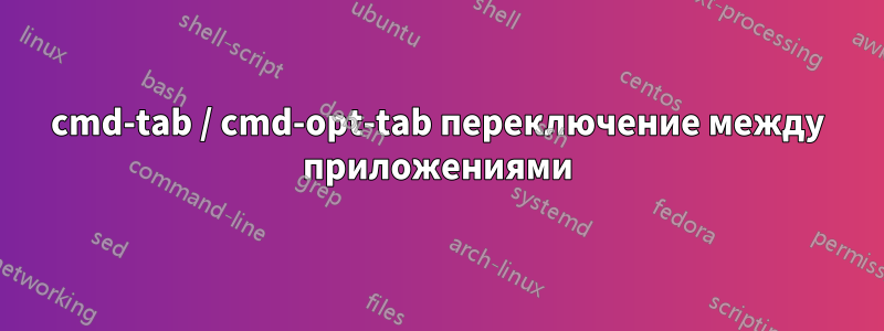 cmd-tab / cmd-opt-tab переключение между приложениями