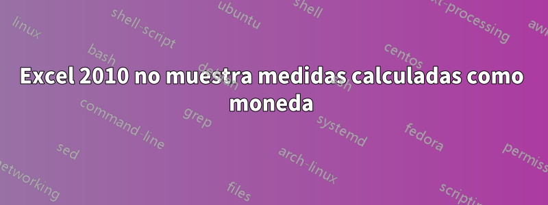 Excel 2010 no muestra medidas calculadas como moneda