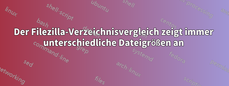 Der Filezilla-Verzeichnisvergleich zeigt immer unterschiedliche Dateigrößen an