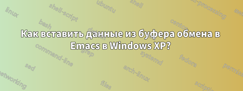 Как вставить данные из буфера обмена в Emacs в Windows XP?