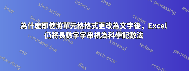 為什麼即使將單元格格式更改為文字後，Excel 仍將長數字字串視為科學記數法