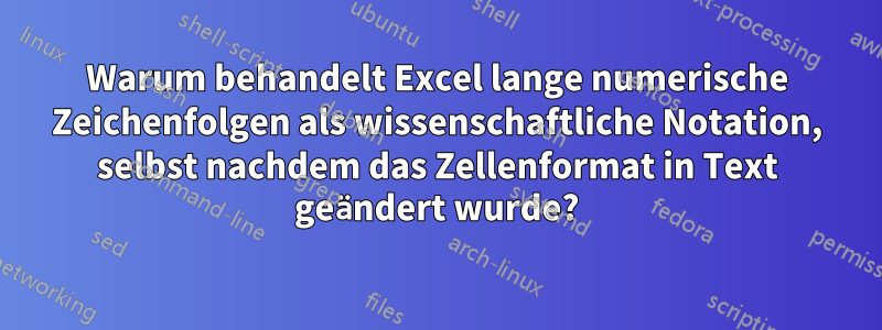 Warum behandelt Excel lange numerische Zeichenfolgen als wissenschaftliche Notation, selbst nachdem das Zellenformat in Text geändert wurde?