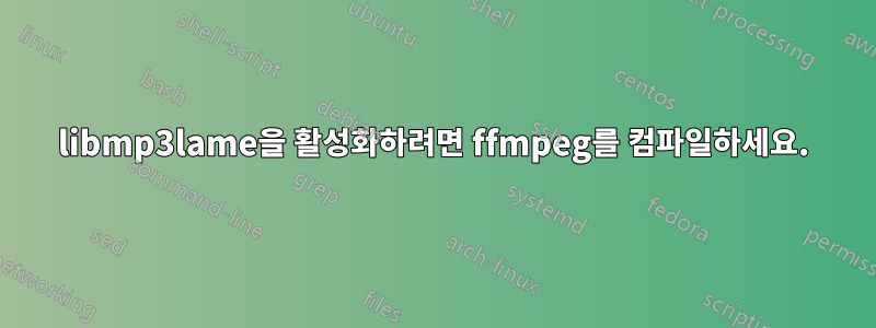 libmp3lame을 활성화하려면 ffmpeg를 컴파일하세요.