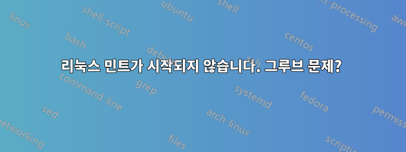 리눅스 민트가 시작되지 않습니다. 그루브 문제?