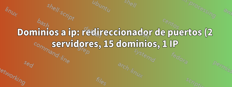 Dominios a ip: redireccionador de puertos (2 servidores, 15 dominios, 1 IP)