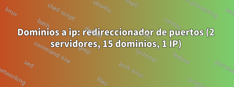 Dominios a ip: redireccionador de puertos (2 servidores, 15 dominios, 1 IP)