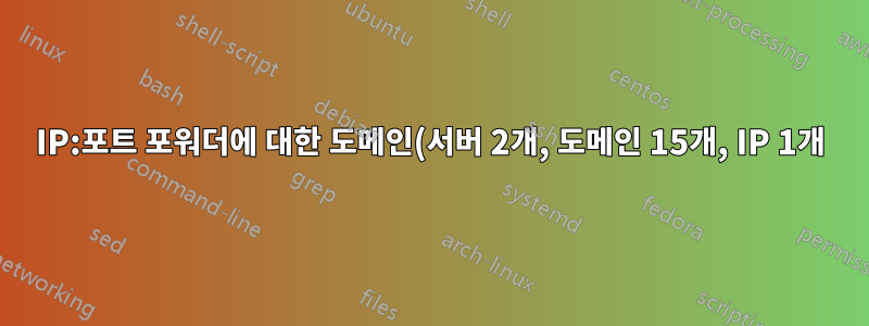 IP:포트 포워더에 대한 도메인(서버 2개, 도메인 15개, IP 1개)