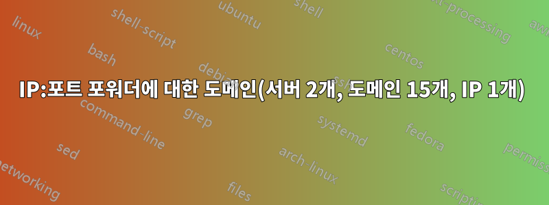 IP:포트 포워더에 대한 도메인(서버 2개, 도메인 15개, IP 1개)