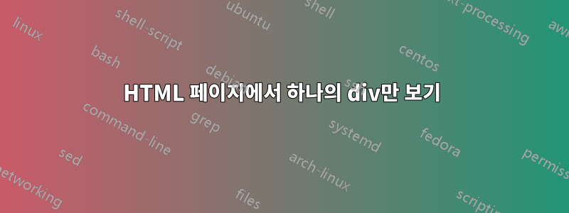 HTML 페이지에서 하나의 div만 보기