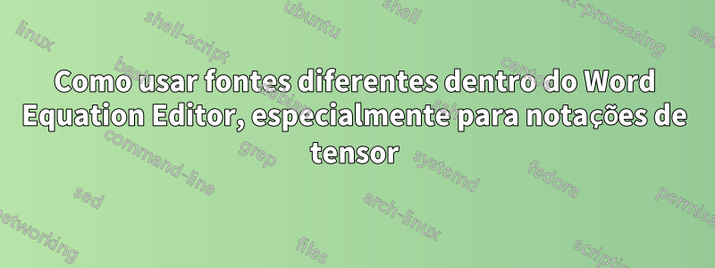 Como usar fontes diferentes dentro do Word Equation Editor, especialmente para notações de tensor