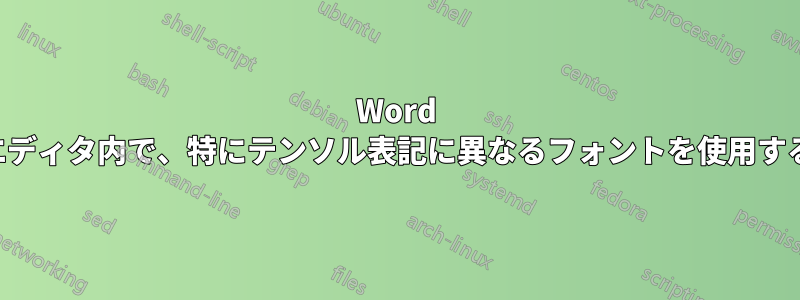 Word 数式エディタ内で、特にテンソル表記に異なるフォントを使用する方法