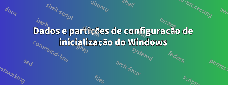 Dados e partições de configuração de inicialização do Windows