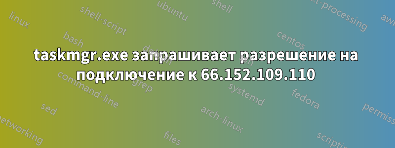 taskmgr.exe запрашивает разрешение на подключение к 66.152.109.110