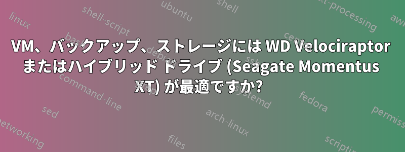 VM、バックアップ、ストレージには WD Velociraptor またはハイブリッド ドライブ (Seagate Momentus XT) が最適ですか? 